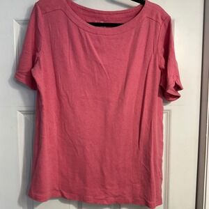 Chico's Size XL Pink Cotton Boat Neck Short‎ Sleeve T Shirt Top Casual Everyday